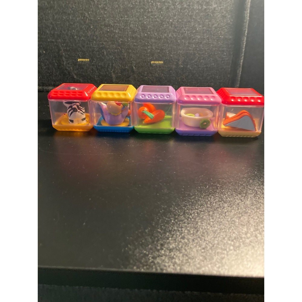 Fisher-Price Peek-a-Blocks Sensory Stacking Blocks Zebra Clown Food Set of 5 - Picture 6 of 11